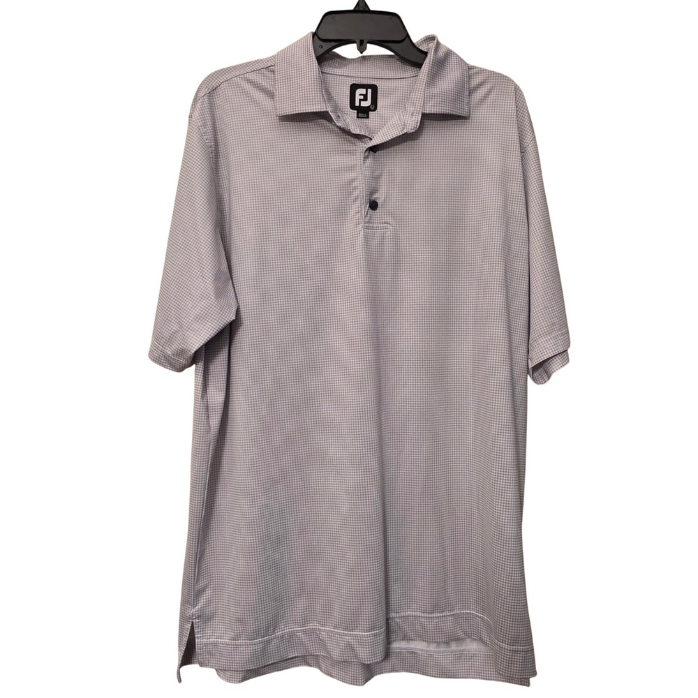 FootJoy Mens Grey Houndstooth Performance Golf Polo Shirt Size Large